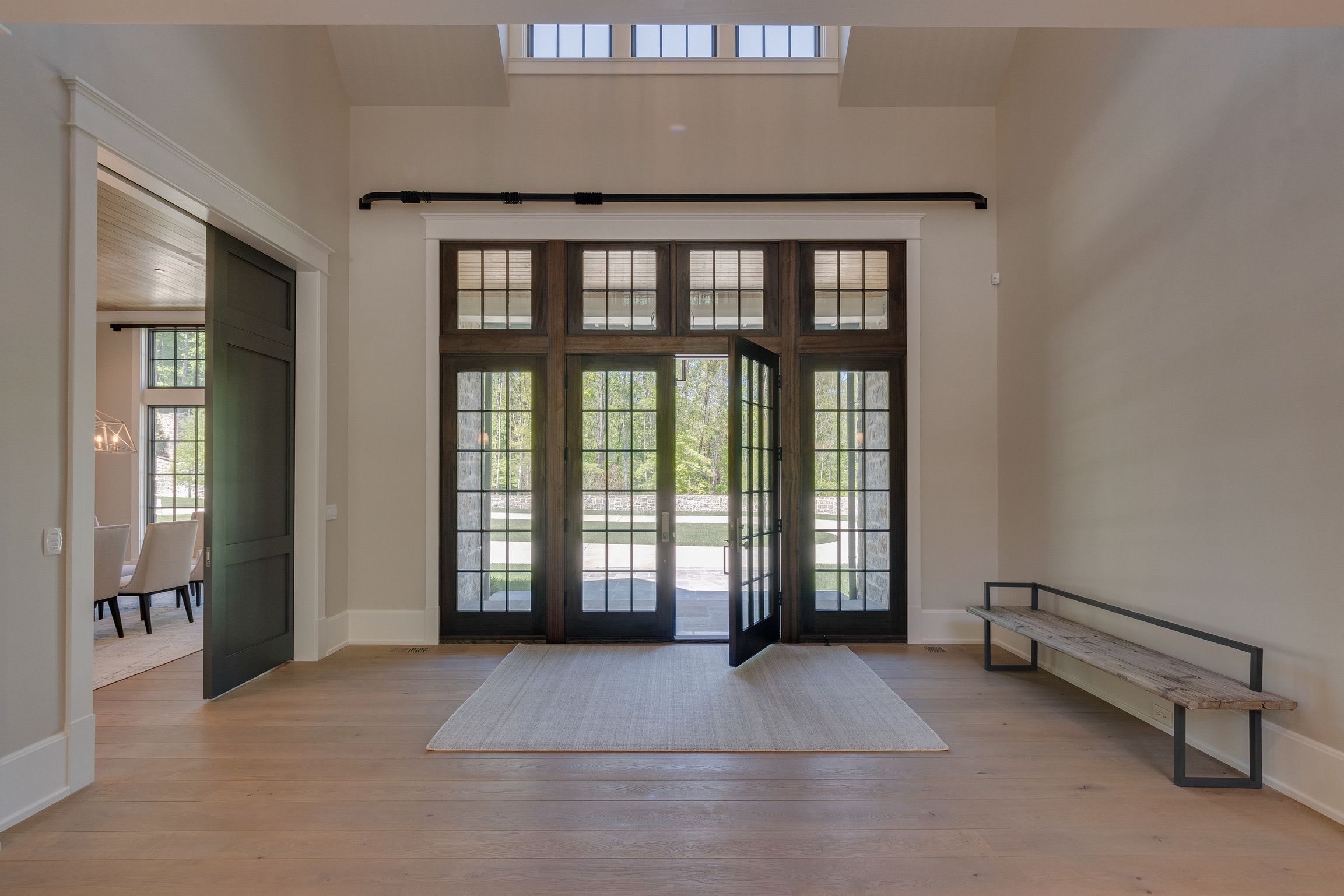 Front door of a modern farmhouse luxury custom home built by a builder in Nashville, TN