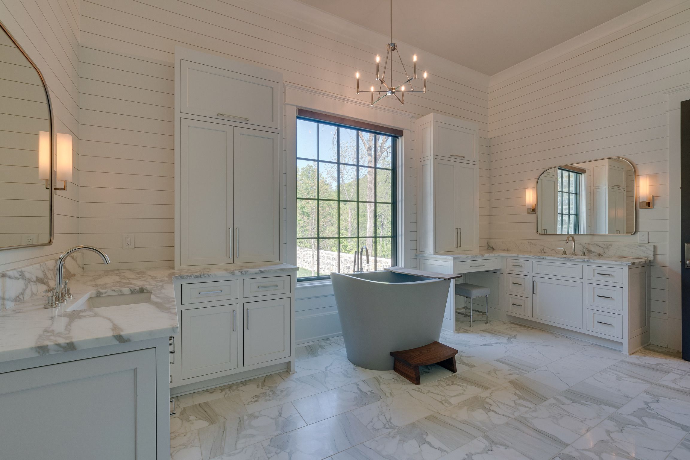 Master bathroom of a modern farmhouse luxury custom home built by a builder in Arrington, TN